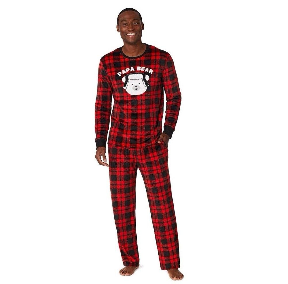 Jammies For Your Families Cuddl Duds Papa Bear Red Buffalo Pajamas Mens 2XLT